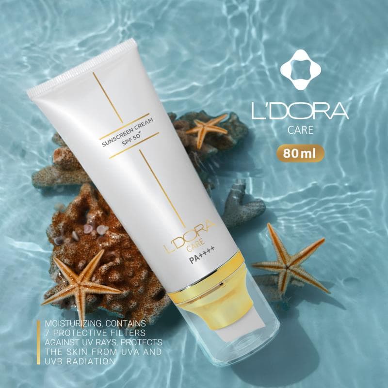 کرم ضدآفتاب +SPF50 بی رنگ مناسب انواع پوست لدورا کر ۸۰ میلی لیتر